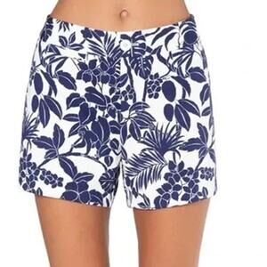 Tori Richard Social Gathering Blue White Tropical Nola Short Sz 10 Hawaiian NWT